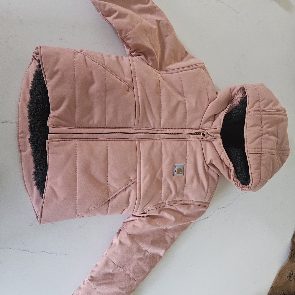 Carhartt Rose Quilted Hooded Jacket with Black Sherpa Lining